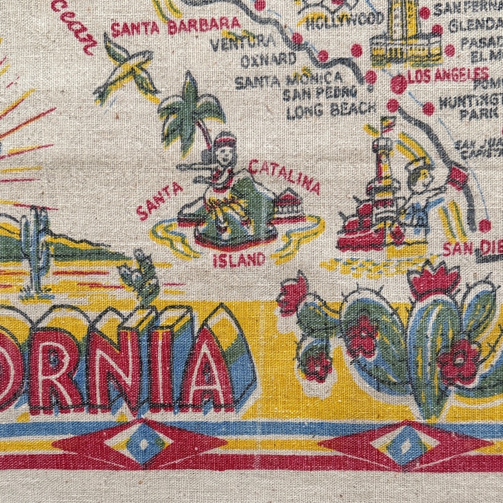 Vintage California Map Linen Tapestry - Picture 6 of 6